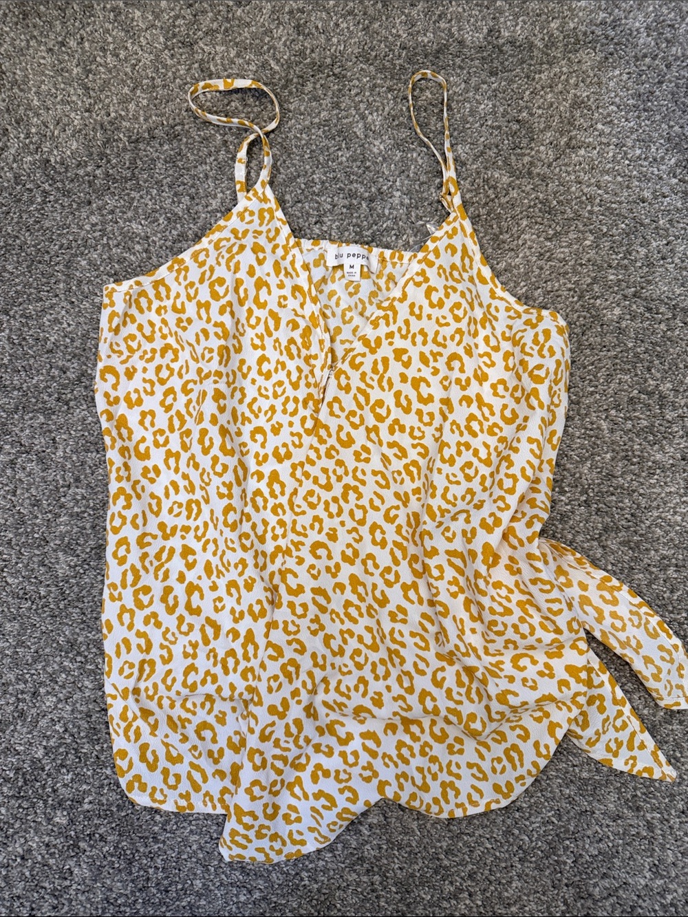 Blu Pepper Yellow Leopard Print Cami with Side Tie